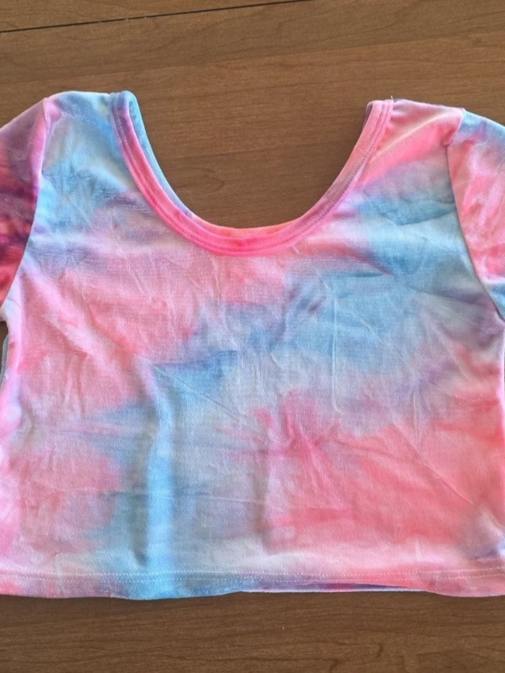 WRK Pink & Blue Velevet Tie-Dye Matching Crop Top and Skirt Set
